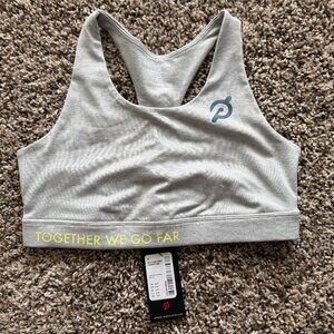 New PELOTON Heathered Strappy Sports Bra, Together We Go Far, Size Medium